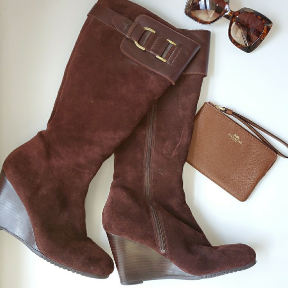 AEROSOLES Shoes - Aerosoles Brown Suede Tall Wedge Boots